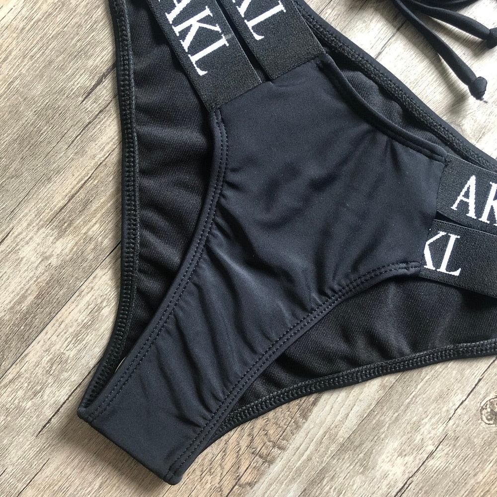 Luxury Women Bikini Set Letter Print Swimsuit Female Push Up Bandage Black Swimwear Women Bikini Set Swimming Bathing Suit Women Swimsuit Bikini Set Letter Print Swimwear Bathing Suit Stevvex