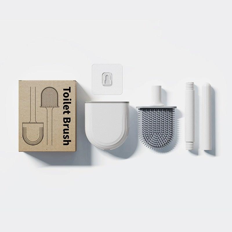 Wall-Mounted Silicone Toilet Brush Wash Toilet Accessories With Holder Soft Bristles Brushes Set Bathroom Cleaning Tool Toilet Brush Set Silicone Toilet Brush With Holder Wall Mounted With Toilet Bowl Brush And Holder Bendable Brush Head Holder Stevvex