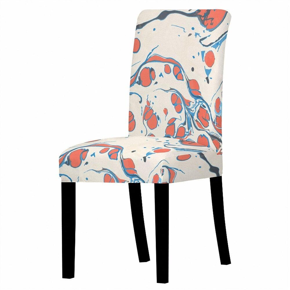 Marble Stretch Chair Cover For Dining Room Anti-Dirty Elastic Seat Cover Removable Slipcover For Banquet Wedding Party Glitter Crackle Chair Covers for Dining Room/Kitchen/Hotel/Ceremony, White Marble Soft Stretch Chair Protectors Removable Washable Slipc Stevvex