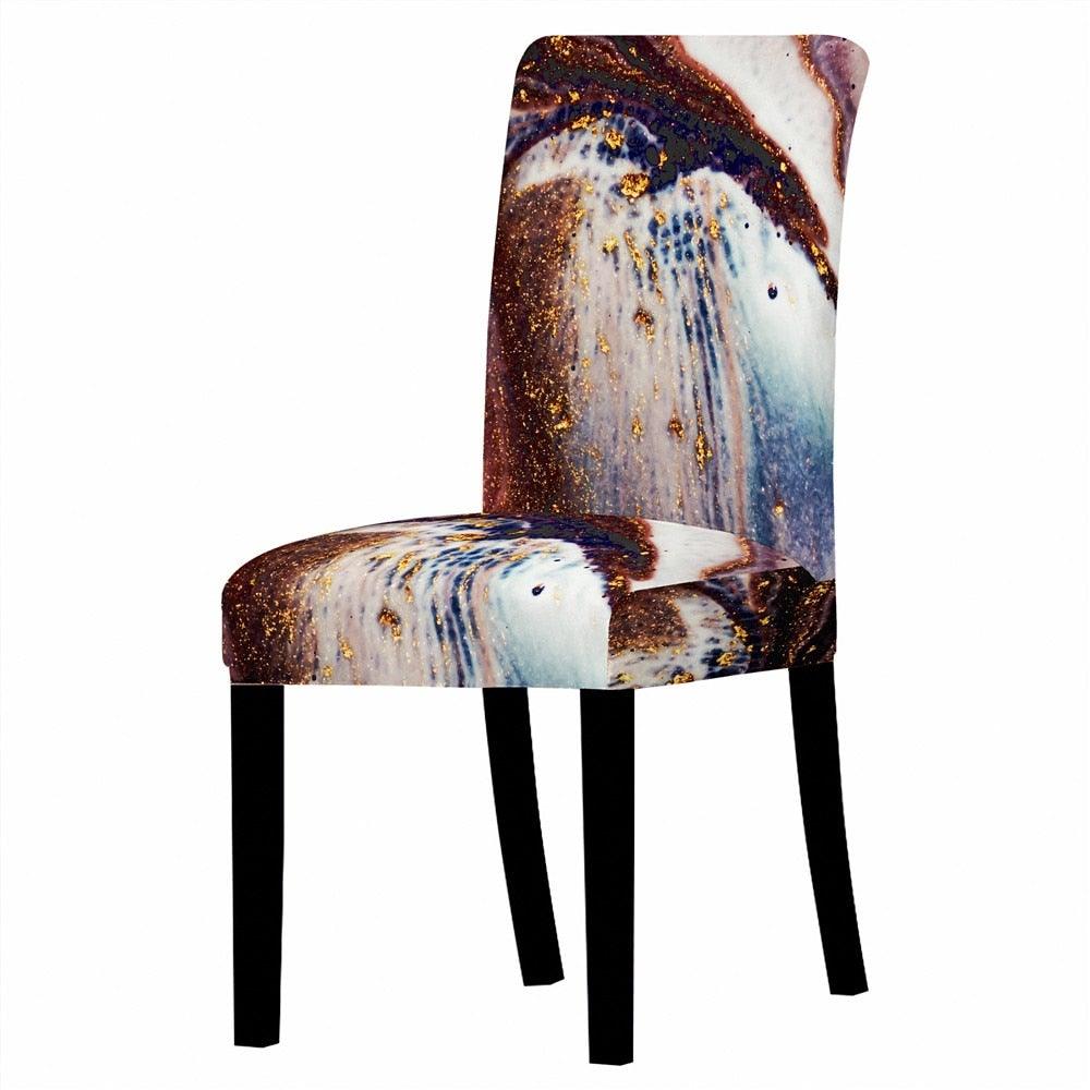 Marble Stretch Chair Cover For Dining Room Anti-Dirty Elastic Seat Cover Removable Slipcover For Banquet Wedding Party Glitter Crackle Chair Covers for Dining Room/Kitchen/Hotel/Ceremony, White Marble Soft Stretch Chair Protectors Removable Washable Slipc Stevvex