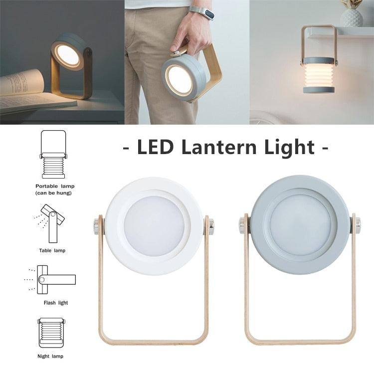 Retractable Bedroom Bedside Reading Light Folding Led Desk Lamp Wooden Handle Portable Lantern Light For Camping Emergency Lamps Decorative Table Lamp Cute Study Lamps for Bedroom Décor Stevvex