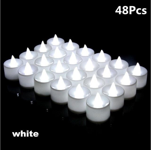 12/24/48pcs Flameless LED Tea light Tea Candles Wedding Light Romantic Candles  Realistic Tea Lights Candles LED Tea light Candles Flickering Bright Tea lights Battery Operated Candles Flameless Candles Lights for  Birthday Party Wedding Decorations Stevvex