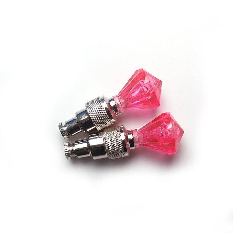 2PCS Bicycle Valve Lights Wheel Spokes Tire LED Light Tire Valve Caps Cycling Lantern Lamp Bike Accessory LED Bike Wheel Light Tire Valve Cap Neon Lamp Shockproof For Front And Rear Wheel Flashing Lamp Glow In The Dark Cool Accessories Stevvex