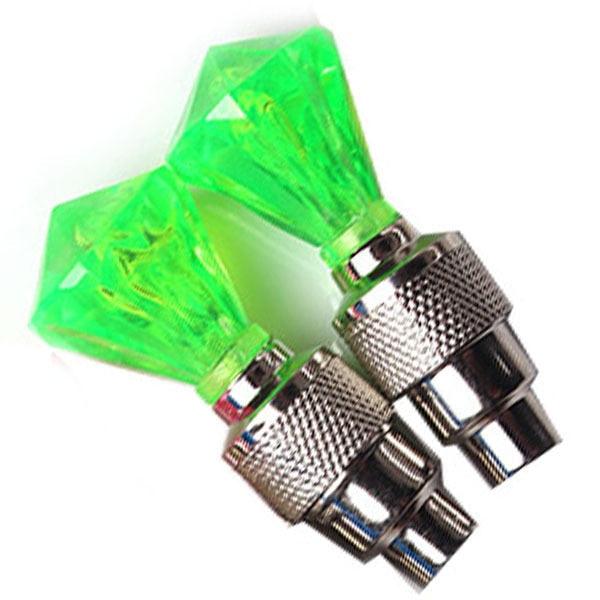 2PCS Bicycle Valve Lights Wheel Spokes Tire LED Light Tire Valve Caps Cycling Lantern Lamp Bike Accessory LED Bike Wheel Light Tire Valve Cap Neon Lamp Shockproof For Front And Rear Wheel Flashing Lamp Glow In The Dark Cool Accessories Stevvex