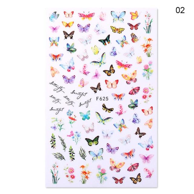 Blue Butterfly 3D Nail Stickers Flowers Leaves Self Adhesive Transfer Sliders Wraps Manicures Foils Decorations Decoration Tattoo Manicure Transfer Nail Decals Flowers Butterfly Designs Nails Supply Manicure Tips Design Nail Decoration Stevvex