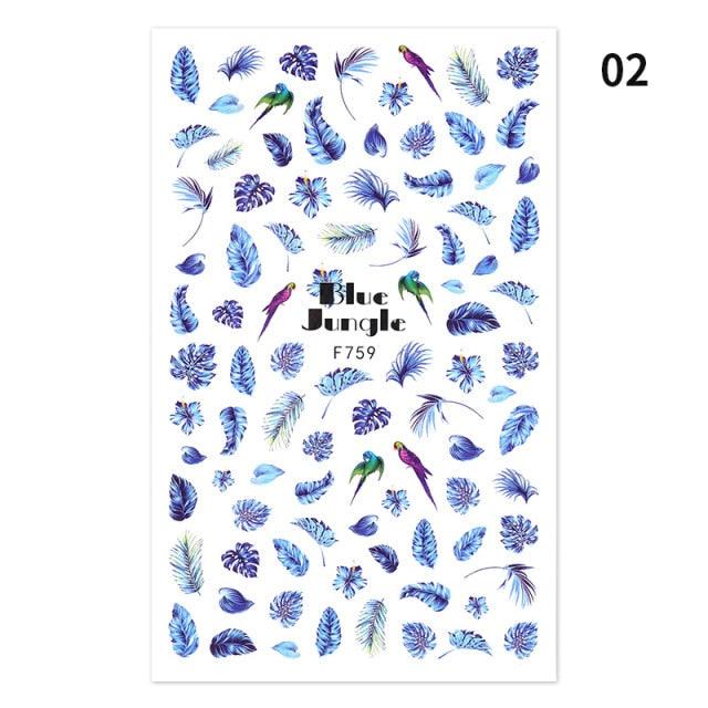 Blue Butterfly 3D Nail Stickers Flowers Leaves Self Adhesive Transfer Sliders Wraps Manicures Foils Decorations Decoration Tattoo Manicure Transfer Nail Decals Flowers Butterfly Designs Nails Supply Manicure Tips Design Nail Decoration Stevvex