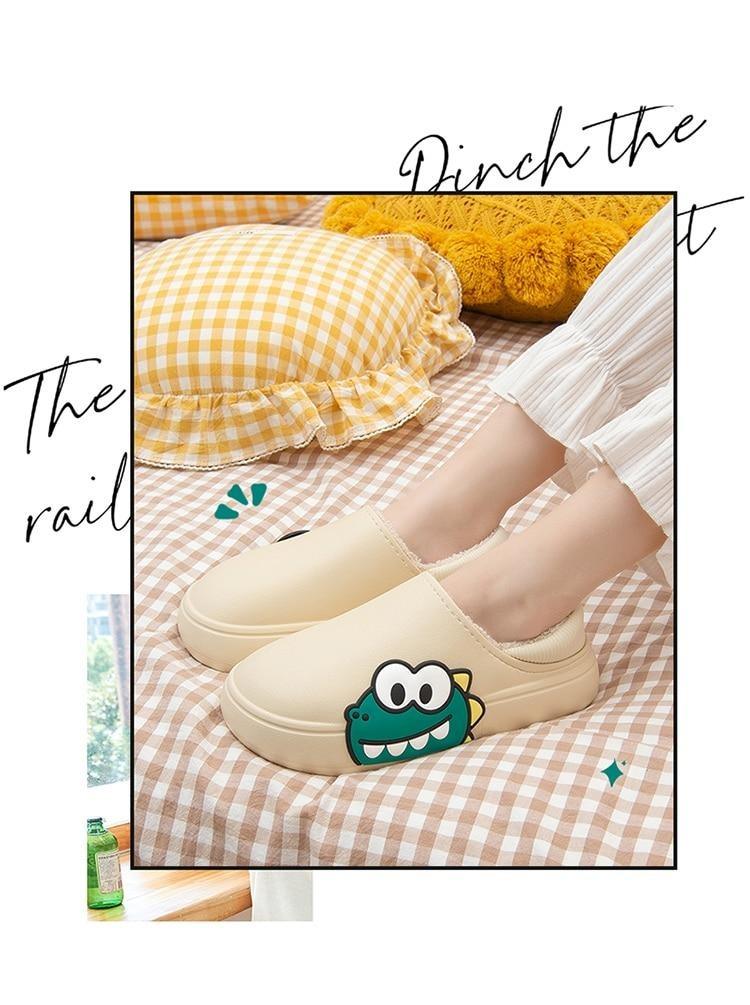 Rubber Beach Slides Waterproof Women Men's Slippers Sandals Cotoon Fur Thick Sole Winter Home Bath Shoes Memory Foam Bedroom Slippers Indoor Shoes Fuzzy Garden Waterproof Slippers Stevvex