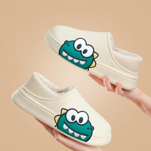 Rubber Beach Slides Waterproof Women Men's Slippers Sandals Cotoon Fur Thick Sole Winter Home Bath Shoes Memory Foam Bedroom Slippers Indoor Shoes Fuzzy Garden Waterproof Slippers Stevvex