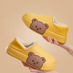 Rubber Beach Slides Waterproof Women Men's Slippers Sandals Cotoon Fur Thick Sole Winter Home Bath Shoes Memory Foam Bedroom Slippers Indoor Shoes Fuzzy Garden Waterproof Slippers Stevvex