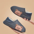 Rubber Beach Slides Waterproof Women Men's Slippers Sandals Cotoon Fur Thick Sole Winter Home Bath Shoes Memory Foam Bedroom Slippers Indoor Shoes Fuzzy Garden Waterproof Slippers Stevvex