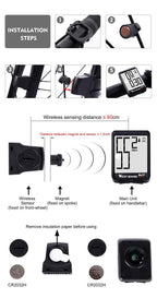 Wireless Wired Bike Computer Backlight Speedometer Odometer Rainproof Cycling Stopwatch Road Bicycle Computer Multifunction With Extra Large LCD Backlight Display Waterproof Design Stevvex