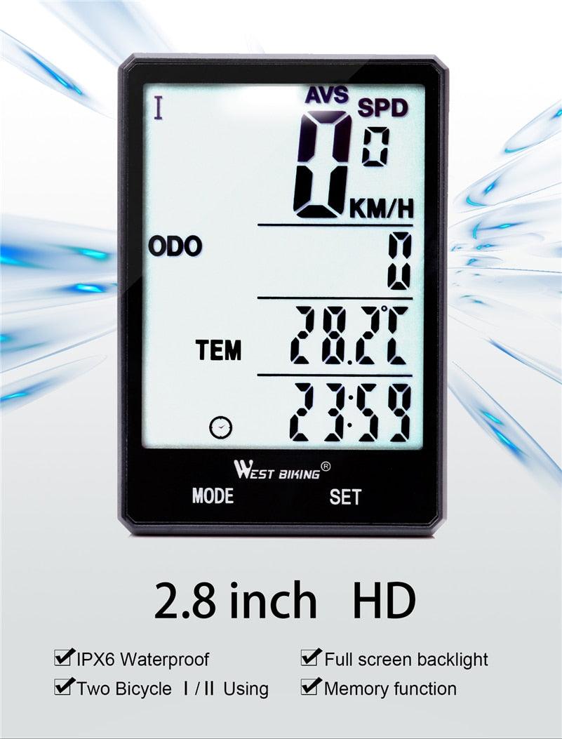 Wireless Wired Bike Computer Backlight Speedometer Odometer Rainproof Cycling Stopwatch Road Bicycle Computer Multifunction With Extra Large LCD Backlight Display Waterproof Design Stevvex