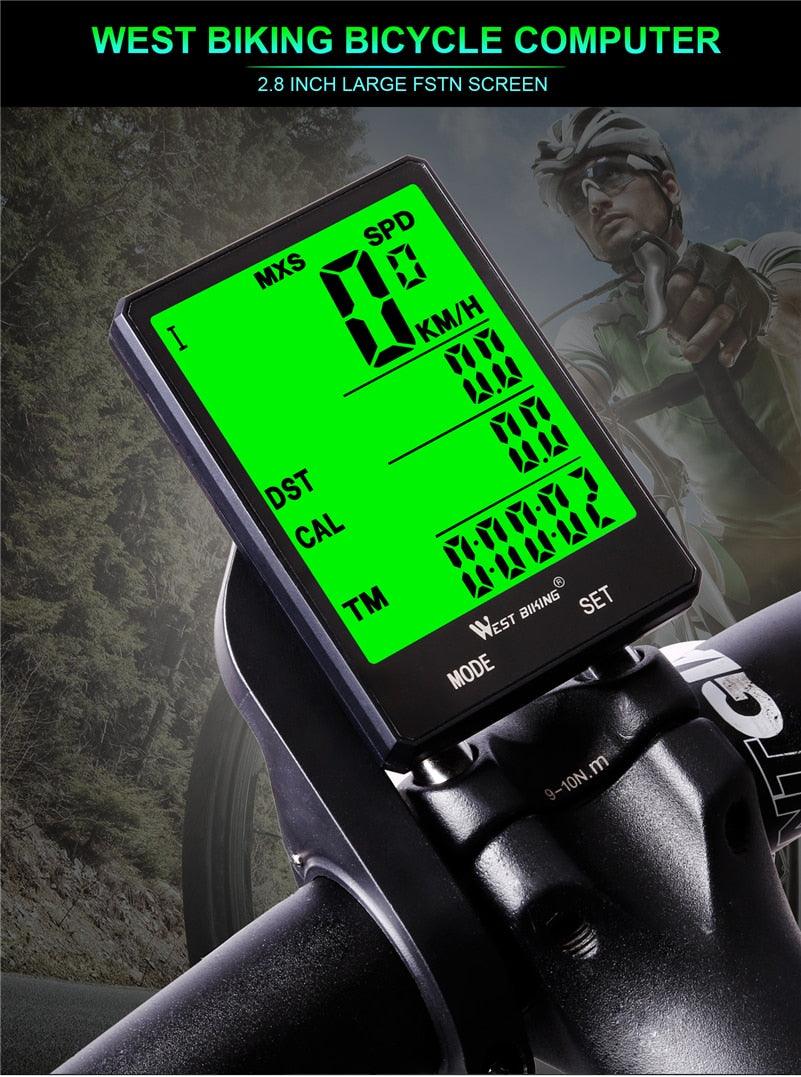 Wireless Wired Bike Computer Backlight Speedometer Odometer Rainproof Cycling Stopwatch Road Bicycle Computer Multifunction With Extra Large LCD Backlight Display Waterproof Design Stevvex