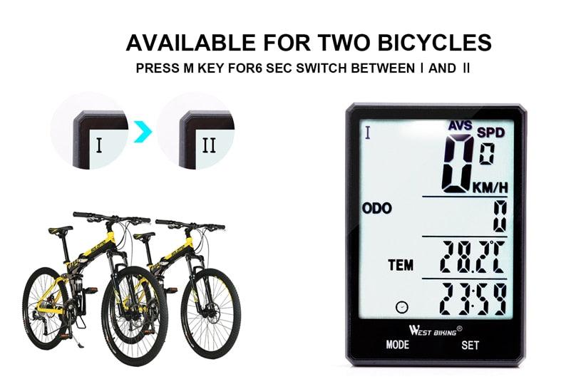 Wireless Wired Bike Computer Backlight Speedometer Odometer Rainproof Cycling Stopwatch Road Bicycle Computer Multifunction With Extra Large LCD Backlight Display Waterproof Design Stevvex