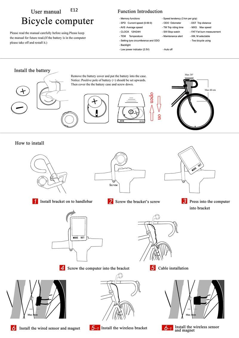 Wireless Wired Bike Computer Backlight Speedometer Odometer Rainproof Cycling Stopwatch Road Bicycle Computer Multifunction With Extra Large LCD Backlight Display Waterproof Design Stevvex
