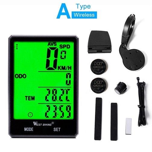 Wireless Wired Bike Computer Backlight Speedometer Odometer Rainproof Cycling Stopwatch Road Bicycle Computer Multifunction With Extra Large LCD Backlight Display Waterproof Design Stevvex