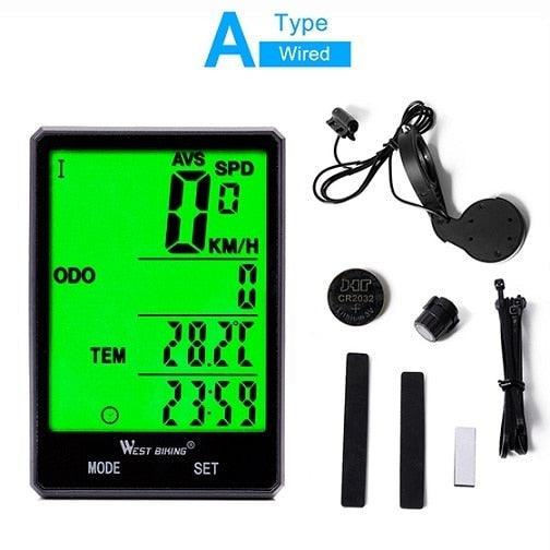 Wireless Wired Bike Computer Backlight Speedometer Odometer Rainproof Cycling Stopwatch Road Bicycle Computer Multifunction With Extra Large LCD Backlight Display Waterproof Design Stevvex