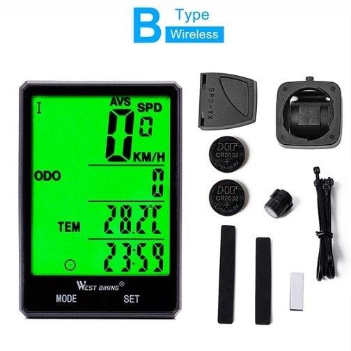 Wireless Wired Bike Computer Backlight Speedometer Odometer Rainproof Cycling Stopwatch Road Bicycle Computer Multifunction With Extra Large LCD Backlight Display Waterproof Design Stevvex