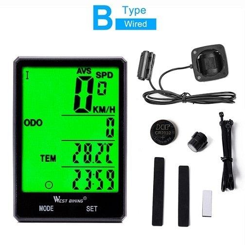 Wireless Wired Bike Computer Backlight Speedometer Odometer Rainproof Cycling Stopwatch Road Bicycle Computer Multifunction With Extra Large LCD Backlight Display Waterproof Design Stevvex