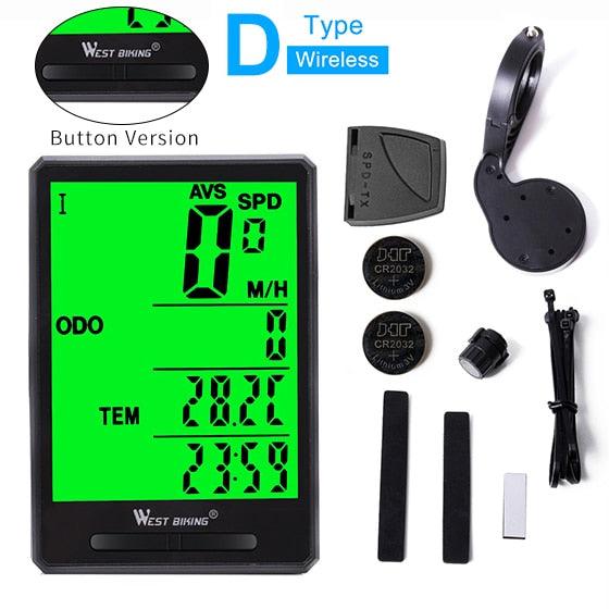 Wireless Wired Bike Computer Backlight Speedometer Odometer Rainproof Cycling Stopwatch Road Bicycle Computer Multifunction With Extra Large LCD Backlight Display Waterproof Design Stevvex