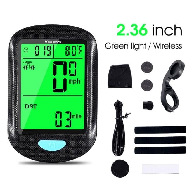 Wireless Wired Bike Computer Backlight Speedometer Odometer Rainproof Cycling Stopwatch Road Bicycle Computer Multifunction With Extra Large LCD Backlight Display Waterproof Design Stevvex