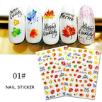 Maple Leaves 3D Nail Stickers Fall Leaf Flowers Line Sliders For Nails Self Adhesive Stickers Autumn Manicuring Decals Transfer Nail Decals Sticker For Pretty Girl Self-Adhesive Nail Decals Designer Nail Stickers for Acrylic Stevvex