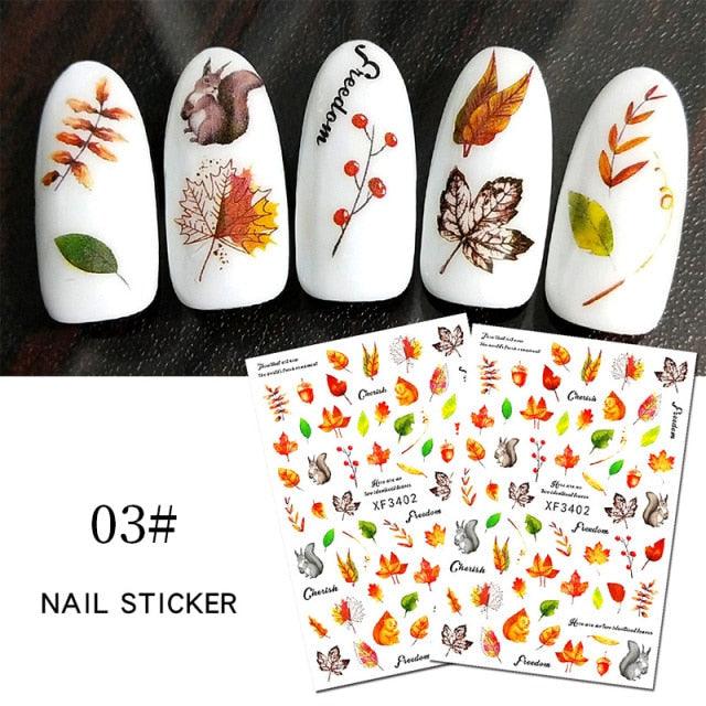 Maple Leaves 3D Nail Stickers Fall Leaf Flowers Line Sliders For Nails Self Adhesive Stickers Autumn Manicuring Decals Transfer Nail Decals Sticker For Pretty Girl Self-Adhesive Nail Decals Designer Nail Stickers for Acrylic Stevvex