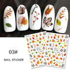 Maple Leaves 3D Nail Stickers Fall Leaf Flowers Line Sliders For Nails Self Adhesive Stickers Autumn Manicuring Decals Transfer Nail Decals Sticker For Pretty Girl Self-Adhesive Nail Decals Designer Nail Stickers for Acrylic Stevvex