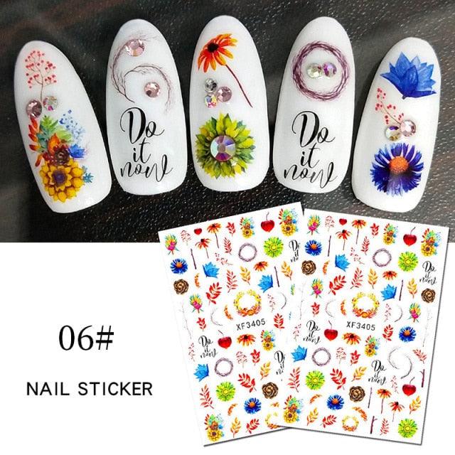 Maple Leaves 3D Nail Stickers Fall Leaf Flowers Line Sliders For Nails Self Adhesive Stickers Autumn Manicuring Decals Transfer Nail Decals Sticker For Pretty Girl Self-Adhesive Nail Decals Designer Nail Stickers for Acrylic Stevvex