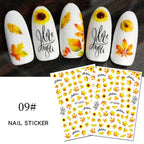 Maple Leaves 3D Nail Stickers Fall Leaf Flowers Line Sliders For Nails Self Adhesive Stickers Autumn Manicuring Decals Transfer Nail Decals Sticker For Pretty Girl Self-Adhesive Nail Decals Designer Nail Stickers for Acrylic Stevvex