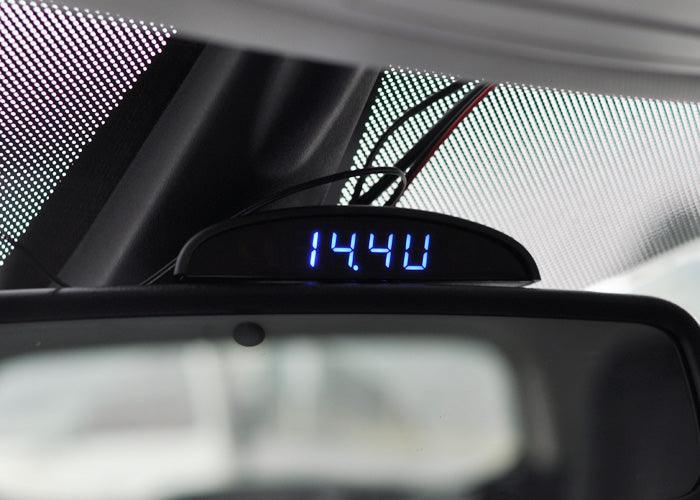 12V Car Interior 3 In 1 Car Clock Voltmeter Thermometer and Voltage Meter Monitor Touch Switch Blue Red Light Thermometers Voltmeter Gauge Electronic Clock LED Digital Display LCD Screen Clock Stevvex