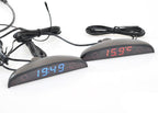 12V Car Interior 3 In 1 Car Clock Voltmeter Thermometer and Voltage Meter Monitor Touch Switch Blue Red Light Thermometers Voltmeter Gauge Electronic Clock LED Digital Display LCD Screen Clock Stevvex