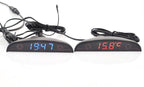 12V Car Interior 3 In 1 Car Clock Voltmeter Thermometer and Voltage Meter Monitor Touch Switch Blue Red Light Thermometers Voltmeter Gauge Electronic Clock LED Digital Display LCD Screen Clock Stevvex