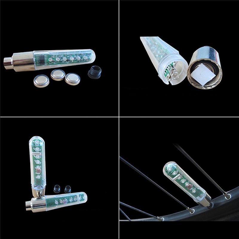 Bicycle Light Wheels Double-Sensing Sided Mountain Bike LED Lamp Riding Wheel Lights Neon Flashing Lamp Glow In The Dark Safety Warning Bike Lights For Night Riding Stevvex