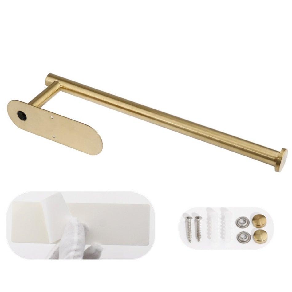 Adhesive Paper Holder Gold 304 Stainless Steel Stand Toilet Paper Towel Rack Tissue Roll Hanger For Kitchen Bathroom Free Nail Stainless Steel Toilet Tissue Roll Holder Sticky Hand Towel Hanger Vertical Or Horizontal No Drilling Stevvex