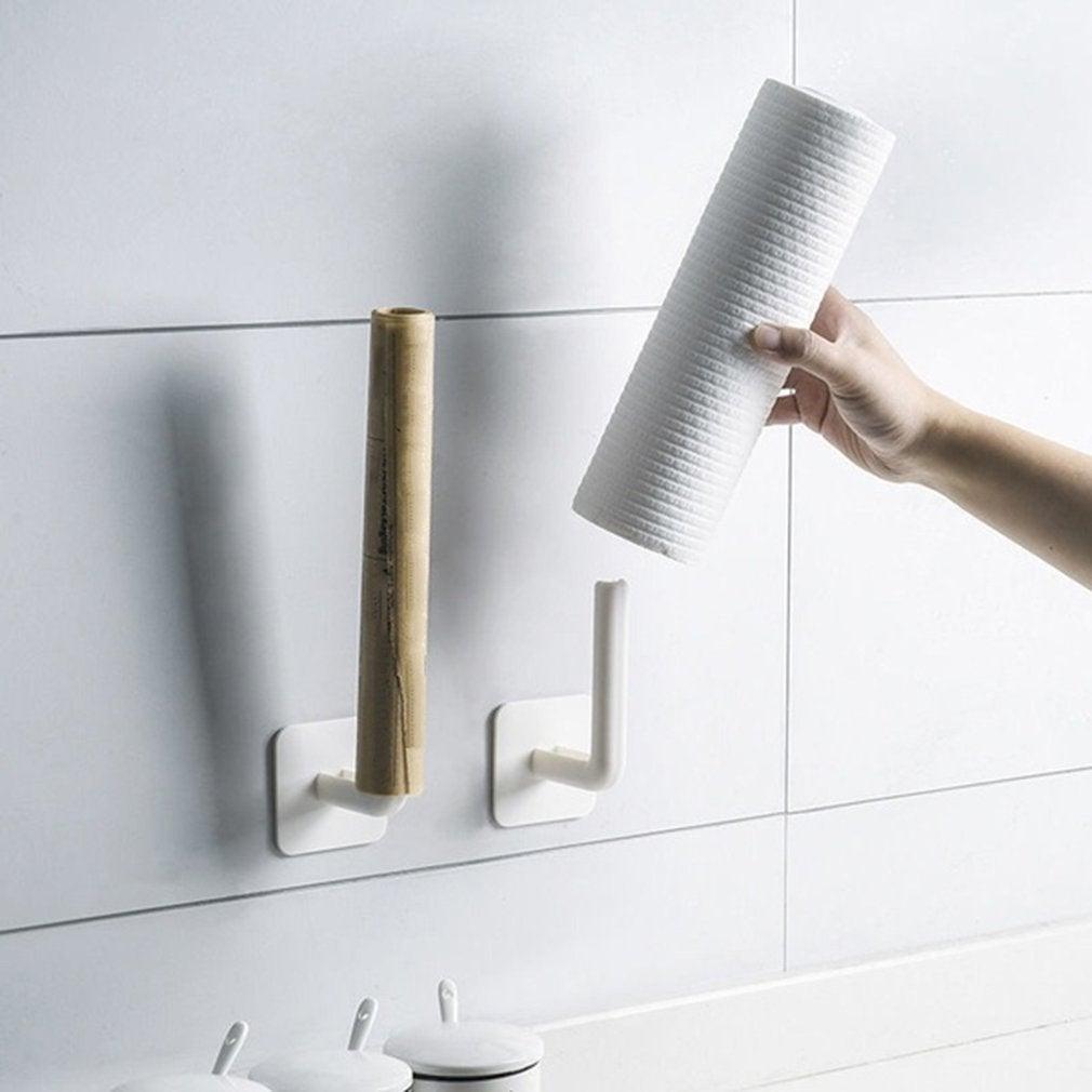 Toilet Paper Holder Hole-Free Tissue Rack Wall-Mounted Shelf Kitchen Bathroom Roll Paper Storage Window Handles Plastic Rustproof Paper Roll Holder No Drilling Easy To Install The Bathroom Accessory Suitable For Office Kitchen Bathroom Stevvex