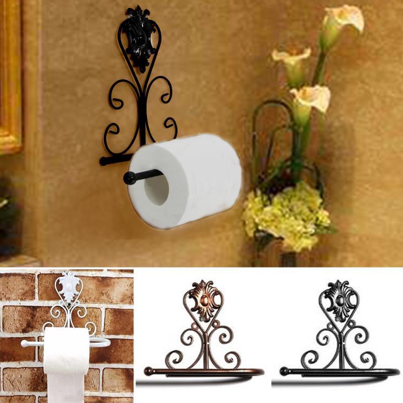 New Arrival Classic Bathroom accessories Vintage Iron Toilet Paper Towel Roll Holder Bathroom Wall Mount Rack Toilet Paper Roll Holder Cast Iron Wall Mounted Toilet Tissue Holder  European Victorian Design Stevvex