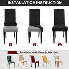 Dining Room Chair Cover Spandex Elastic Stretch Slipcover For Chairs Kitchen Hotel Banquet Sure Fit Home Décor Stretch Short Dining Room Chair One Piece Slipcover Form Fit Polyester/Spandex Machine Washable Stevvex
