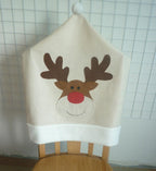 Christmas Hat Chair Cover Xmas Santa Claus Deer Elk Dining Chair Covers for Kitchen Placemat Dining Seat Christmas Home Decor r Back Cover Removable Washable Chair Protector Cover For Kitchen Dining Room Chairs and Living Room 50x60cm Stevvex