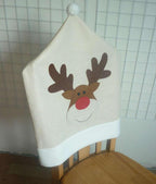 Christmas Hat Chair Cover Xmas Santa Claus Deer Elk Dining Chair Covers for Kitchen Placemat Dining Seat Christmas Home Decor r Back Cover Removable Washable Chair Protector Cover For Kitchen Dining Room Chairs and Living Room 50x60cm Stevvex