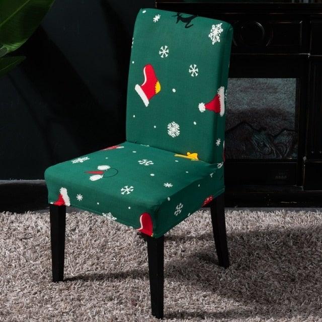 Christmas Printing Dining Chair Covers Modern Removable Anti-dirty Kitchen Seat Case Stretch Chair Slipcovers for Home Banquet Dining Room Chair Protector Seat Protector Slipcovers Stretch Removable Washable Printed Dining Chair Seat Covers for Kitchen Stevvex
