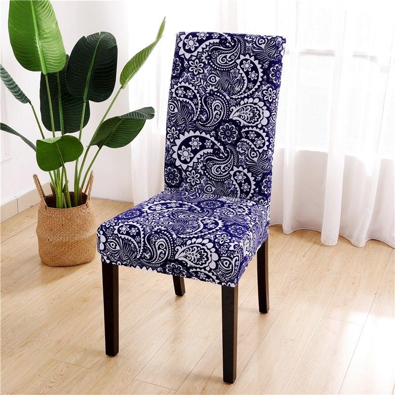Printed Chair Cover Spandex Stretch Durable Soft Seat Chair Covers Slipcovers for Kitchen Dining Room Wedding Banquet Hotel  Chair Covers for Dining Room Stretch Spandex Removable Washable Anti-dust Seat Slipcover  Protector for Hotel Office Ceremony Stevvex