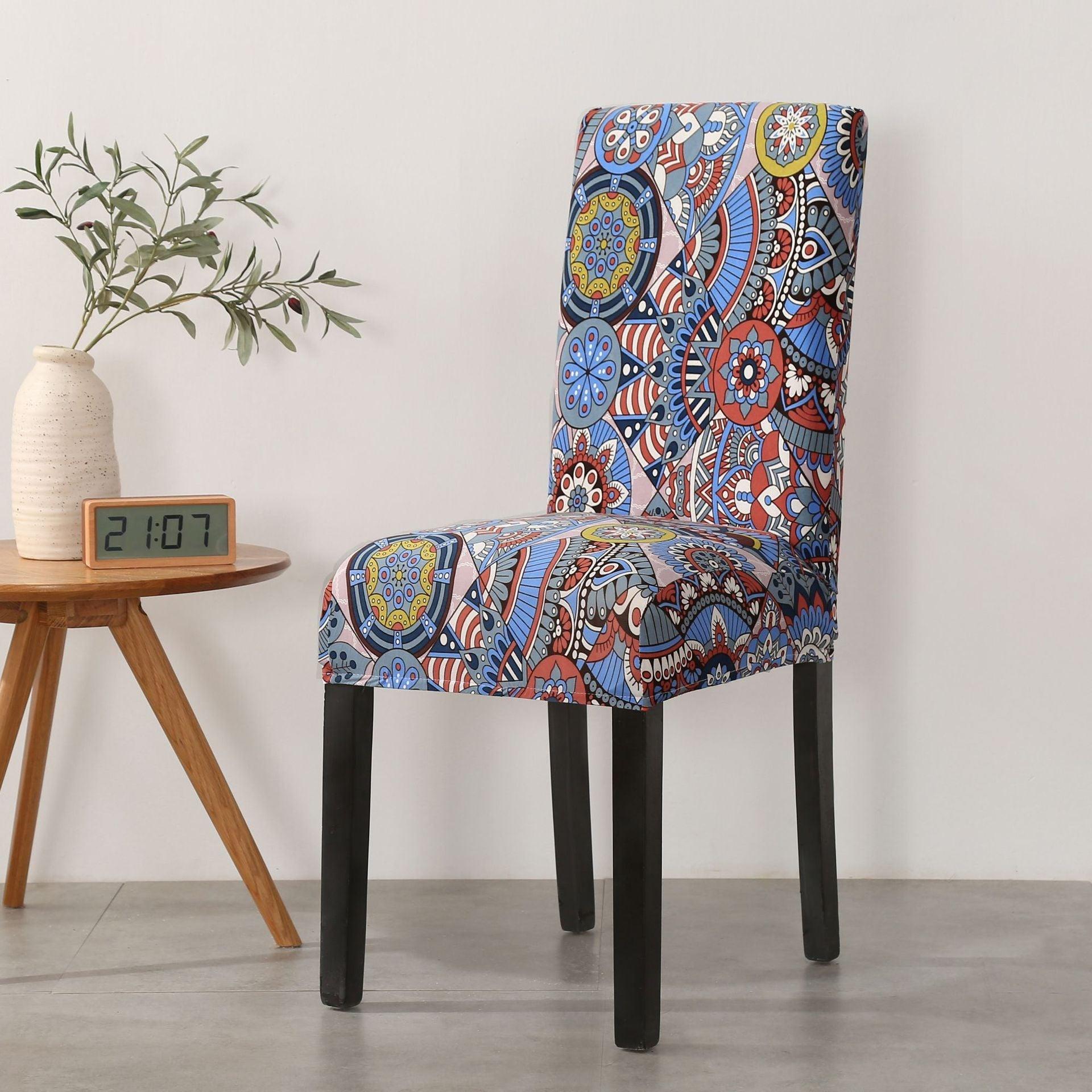 Print Pattened Dining Chair Cover Spandex Elastic Chair Slipcover Stretch Case For Chairs Wedding Hotel Banquet  Fit Stretch Short Dining Room Chair Covers with Printed Pattern Banquet Chair Seat Protector Slipcover For Home Party Hotel Wedding Ceremony Stevvex