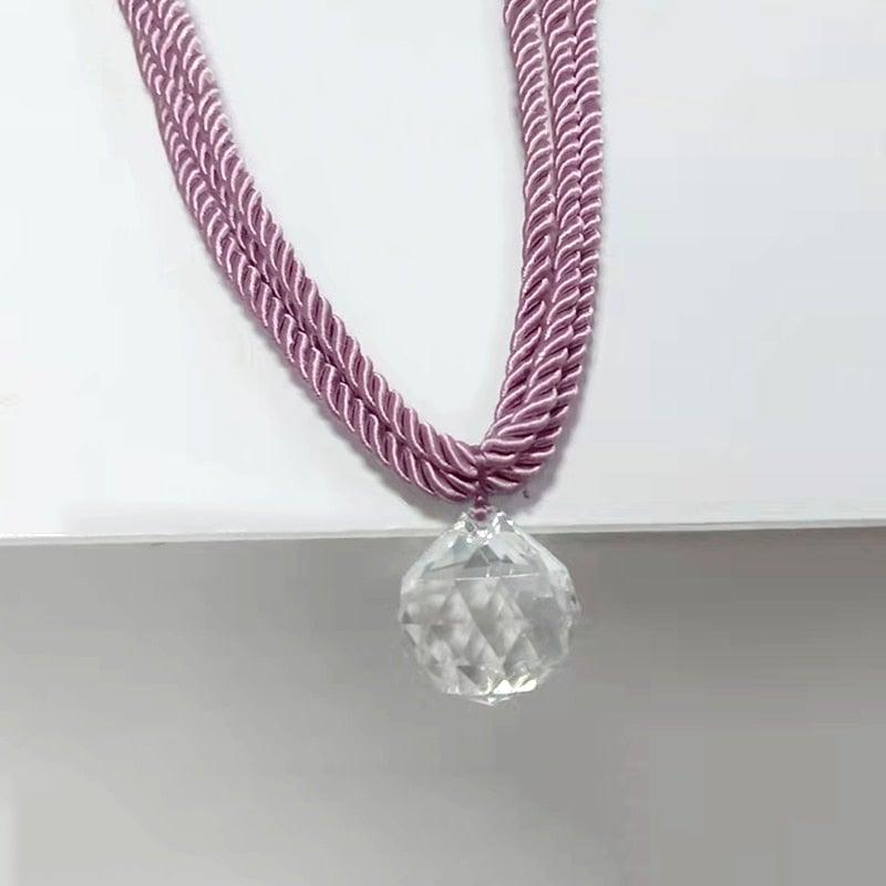 Crystal Bead Curtain Tieback Bling Diamond Bandage Rope Accessories Curtains Holder Buckle Tie Home Decorative Tieback Flower Curtain Clips Buckle with Stretchy Wire Rope For Home Office Decoration Stevvex