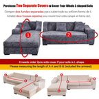 Sofa Cover Geometric Couch Cover Elastic Sofa Cover for Living Room Pets Corner L Shaped Chaise Longue Sofa Slipcover Shaped Sofa Slipcovers with Elastic Bottom, Jacquard Chaise Lounge Set for Living Room Stevvex