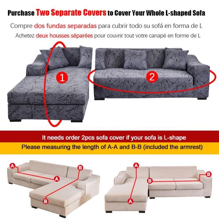 Sofa Cover Geometric Couch Cover Elastic Sofa Cover for Living Room Pets Corner L Shaped Chaise Longue Sofa Slipcover Shaped Sofa Slipcovers with Elastic Bottom, Jacquard Chaise Lounge Set for Living Room Stevvex