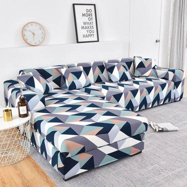 Sofa Cover Geometric Couch Cover Elastic Sofa Cover for Living Room Pets Corner L Shaped Chaise Longue Sofa Slipcover Shaped Sofa Slipcovers with Elastic Bottom, Jacquard Chaise Lounge Set for Living Room Stevvex