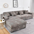 Sofa Cover Geometric Couch Cover Elastic Sofa Cover for Living Room Pets Corner L Shaped Chaise Longue Sofa Slipcover Shaped Sofa Slipcovers with Elastic Bottom, Jacquard Chaise Lounge Set for Living Room Stevvex
