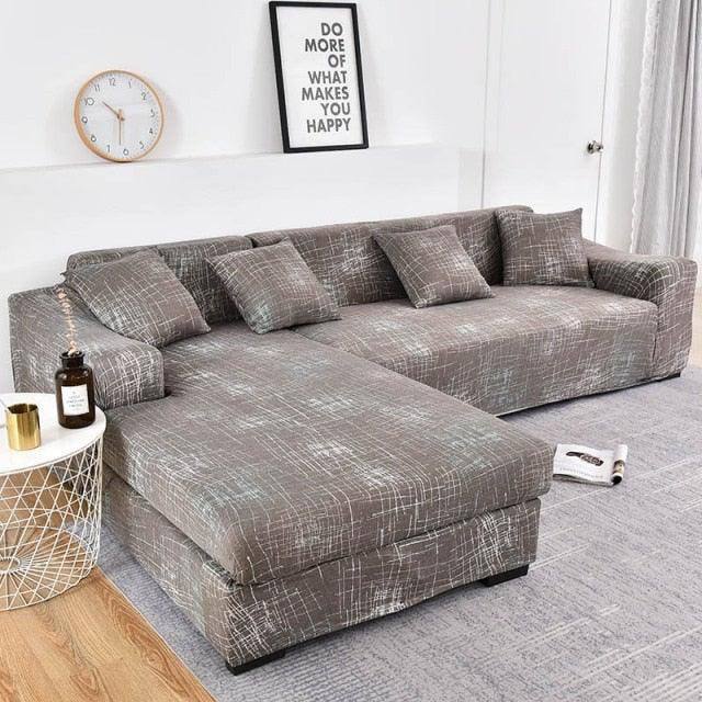 Sofa Cover Geometric Couch Cover Elastic Sofa Cover for Living Room Pets Corner L Shaped Chaise Longue Sofa Slipcover Shaped Sofa Slipcovers with Elastic Bottom, Jacquard Chaise Lounge Set for Living Room Stevvex