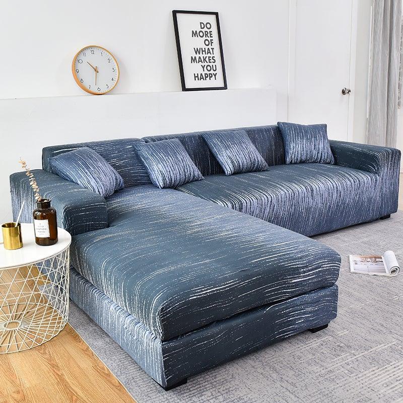 Sofa Cover Geometric Couch Cover Elastic Sofa Cover for Living Room Pets Corner L Shaped Chaise Longue Sofa Slipcover Shaped Sofa Slipcovers with Elastic Bottom, Jacquard Chaise Lounge Set for Living Room Stevvex